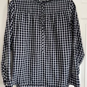J. Crew Navy and White Checkered Blouse